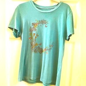 Lucky Brand Floral Half Moon Cotton Crew Tee Medium NWOT